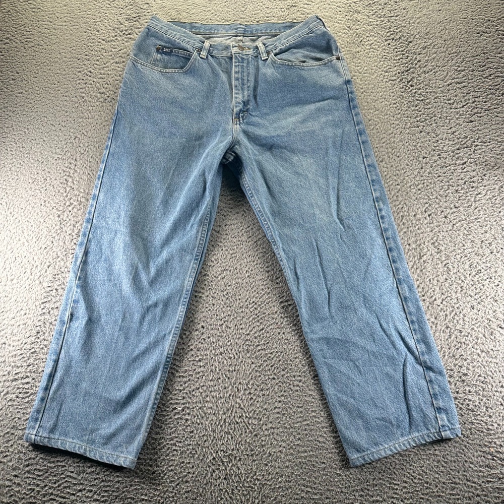 Vintage Lee Jeans Mens 36x27 Blue Cotton Denim Straight Baggy Workwear Utility